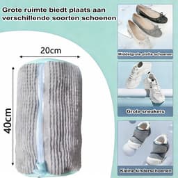 Schoenenwaszak 4 Stucks Grijs - Voor Wasmachine én Droger | Met Zelfsluitende Rits & Microfiber Binnenkant | Herbruikbare Waszak voor Sneakers, Sportschoenen en meer — thumbnail 4