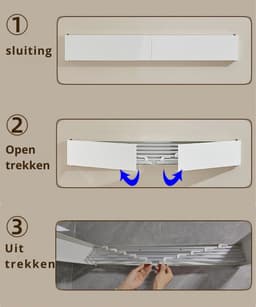 Livista Opvouwbaar Wanddroogrek – 100x50x10.5 cm – Aluminium – Stevig en Ruimtebesparend – Voor Binnen & Buiten – Wit — thumbnail 2