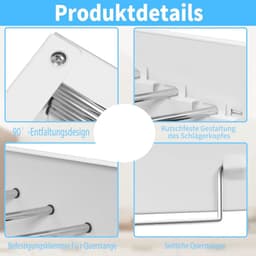 Intrekbare wasdroger - Opvouwbaar wandmontage droogrek - 80 cm staven x 5 hangende lijnen voor binnen en buiten — thumbnail 2