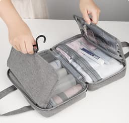 Waterdichte Hangende Toilet-/Make-up Tas voor Reizen - Opvouwbare Cosmetica Organizer — thumbnail 5