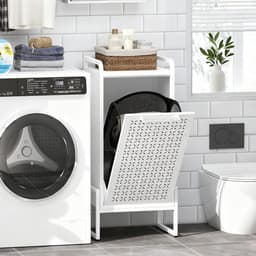 Furnstar Wasmand - Wasverzamelaar met Afneembare Waszak - Wasbox - Metalen Frame van Hoogwaardig Staal - 42 x 35 x 93 cm - Wit — thumbnail 4