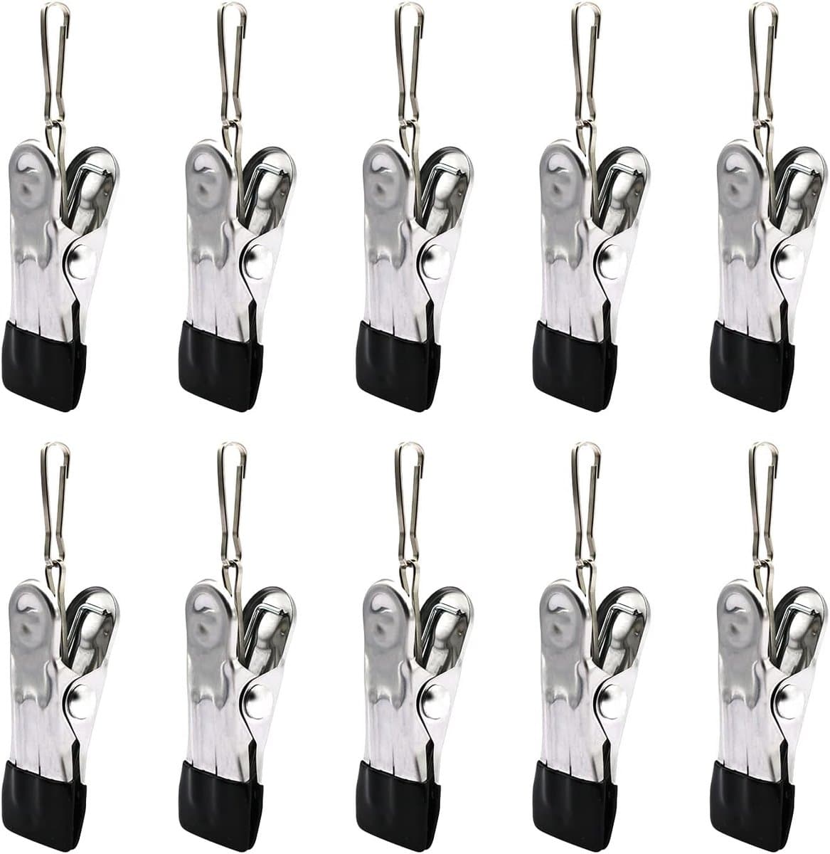 Wasknijpers - 10stuks - Anti slip - Washaken Clip - RVS - Drooghaak voor kleding - Foto knijpers - Reisdraagkleding - Kleerhangers voor sokken - Veelzijdig - 5.5×2.5cm - Zilver — afbeelding 1
