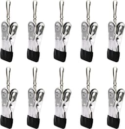 Wasknijpers - 10stuks - Anti slip - Washaken Clip - RVS - Drooghaak voor kleding - Foto knijpers - Reisdraagkleding - Kleerhangers voor sokken - Veelzijdig - 5.5×2.5cm - Zilver — thumbnail 1