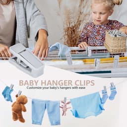 20 stuks - Gevlokte kledinghangerclips - Plastic babykledinghangerclips - Slanke vingerclips - Broekhangerclips - Geschikt voor kledinghangers - 5,5 * 2,5 * 2 cm - Grijs — thumbnail 2