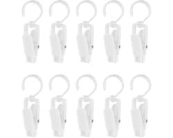 Sokkenclips - 10 stuks - Sokkenhouders - 360° draaibare clips - Plastic - Droogrek tegen verlies - Sokkendroogclips - Antislip draagbare clips - Clip voor reishoed,sjaal, sokken - Wit