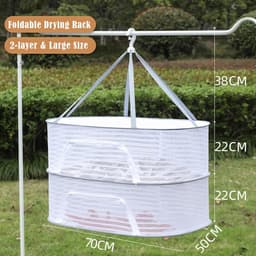 2-lagige Opvouwbare Droogmandrek – Hangende Gaasnet met Ritsen, Voor Fruit, Zaden, Groenten, Vis, Kleding & Poppen — thumbnail 4