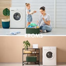 KROMS Wasmand opvouwbaar - Olijfgroen - 45L - Laundry basket - Heupwasmand - Opvouwbare wasmand - Opbergmand — thumbnail 3