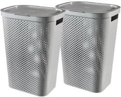 Curver Infinity Recycled Wasmand met deksel - 60L - 2 stuks - Grijs — afbeelding 1