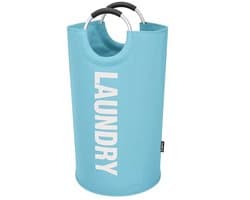 BOTC Wasmand - Waszak - Laundry basket - Wassorteerder 82 liter - 38x72 cm - waszak vouwbaar - draagbaar wasbox - Blauw — afbeelding 1