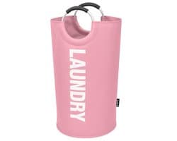 BOTC Wasmand - Waszak - Laundry basket - Wassorteerder - 38x63 cm - waszak vouwbaar - draagbaar wasbox - Roze — afbeelding 1