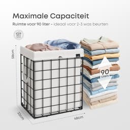 Falmora Grid Wasmand – Roestvrij Staal – Uitneembare Waszak – Wit — thumbnail 2