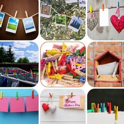 Houten Kledingknijpers - Mini Clips Touw - Foto's Ophangen - Natuurlijk Materiaal - 120 Stuks - Gekleurd — thumbnail 4