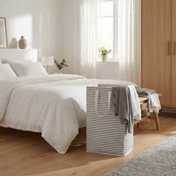 Somstyle Wasmand - 72 Liter - Opvouwbare Wasbox - 40 x 30 x 60 CM - Opbergmand voor Was - Grijs / Wit — thumbnail 3