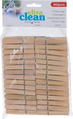 Wasknijpers - 180x - bamboe hout - 7 cm - wasspelden - knijpers - was ophangen — thumbnail 5