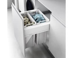 Eleganca Wasmand uittrekbaar en uitneembaar - 562-568 x 501 x 504 mm - Wassorteerder 40+40L - Wasmand 2 vakken - Wasmand inbouw met onderbouw voor frontmontage - 2 x 40 L
