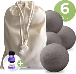 Drogerballen met Wasparfum - Droogballen - Grijs - Set van 6 XL ballen - Wasdroger Ballen Wol - 100% Nieuw-Zeelands Schapenwol - Wasballen — thumbnail 1