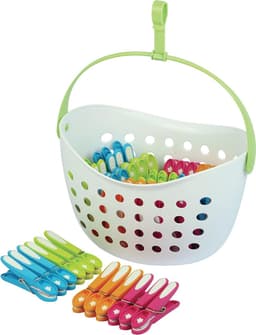 48 rutschhemmenden Klammern – Französisches Produkt – Korb weiß – Verschiedene Klammern (Grün, Blau, Orange, Rosa) — thumbnail 1