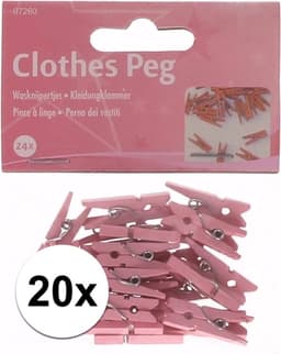 Mini knijpers - roze - 20x stuks - Geboorte meisjes knijpertjes - kaartjes ophangen — thumbnail 2