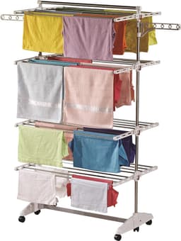 wasdroogrek met grote capaciteit opgewaardeerde versie, droogrek kleding, waslijn roestvrij staal, vouwen binnen en buiten — thumbnail 1