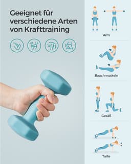 Dumbbell set van 2 - 2x2 kg - totaal 4 kg - turquoise met neopreen coating — thumbnail 3
