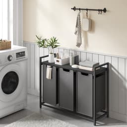 ACAZA Wasmand 3 vakken - 114 L - Zwart en Grijs - 92,5 x 33 x 71 cm — thumbnail 3