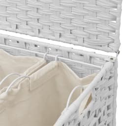 vidaXL - Wasmand - op - wielen - 66x35x60 - cm - rattan - wit — thumbnail 4