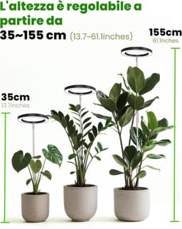 Groeilamp voor kamerplanten, led-groeilamp, volledig spectrum, in hoogte verstelbaar, automatische timer, lage veiligheidsspanning 5 V, ideaal voor grote lichtplanten, zwart, 2 stuks — thumbnail 3