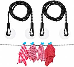 2 stuks reiswasrek, elastisch en opvouwbaar, van nylon, 1,5 m en 3 m, draagbaar voor camping, outdoor en thuis, zwart — thumbnail 1