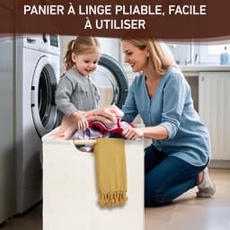 Set van 2 - Wasmand - Mand voor vuile was - Opvouwbare, draagbare wasmand - Crèmewit - Inklapbaar - Lichtgewicht - Draagbaar - 30x30x40 cm - Geschikt voor wasruimte en badkamer - Ook geschikt voor het opbergen van kinderspeelgoed — thumbnail 2