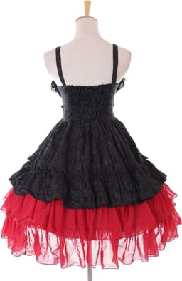 JL-685 rood zwart ruches jurk chiffon Gothic Lolita kostuum cosplay (M-L) — thumbnail 3