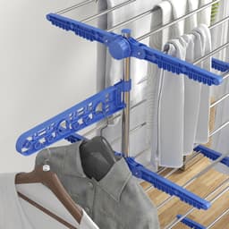 Droogtoren – 142 x 55 x 172 cm – Inklapbaar Met 6 Wielen – Roestvrij Staal – Blauw – Voor Binnen — thumbnail 2