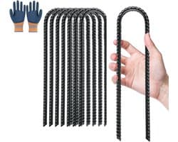 SnelShoppen - Pack van 8 U-vormige grondspikes 30 cm voor tenten, trampolines, schuttingen en luifels, roestvrij staal, duurzaam en weerbestendig voor