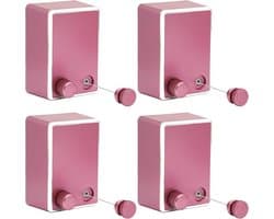 Set van 4 Uittrekbare Instelbare Waslijn, Aan de Muur Bevestigde High-Performance Systeem Voor Binnen tot 4,2 m Lang (Roze)