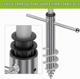 Parasol Grondanker - Afneembare Handgreep - 42 cm - Stabiele Grondhouder voor 3-5 cm Paal - Voor Tuin en Strand — thumbnail 2