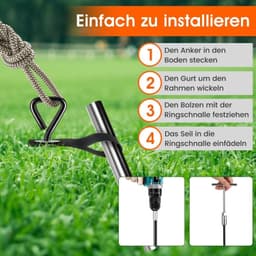 Grondankers voor Trampolines - Zwart - 35,5 cm - Heavy Duty Schroefankers voor Diverse Buitentoepassingen — thumbnail 2