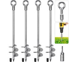 Grondankers - 76 cm - Set van 4 - Volledig gelast Staal met Verchroomde Coating - Voor Trampolines en Schuren