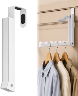 Namajunas - Magnetisch deur droogrek - droogrek hangend - metalen - Zonder boren - droogrek inklapbaar - Reis droogrek - opvouwbare deurhanger - ruimtebesparend binnendraagrek - Voor waskamer, badkamer, kledingkast en reizen — thumbnail 1