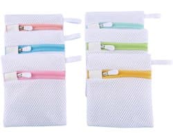 Mini wasmachine waszakken 6 stuks - fijn gaas - polyester met rits en ophanglus - ideaal voor delicate was - ShopVlot