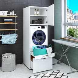 Roomart SERIE 2 Wasmachine Ombouwkast 67x205 cm - met Opzetkast - Wit — thumbnail 1