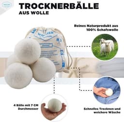 Droogballen - voor sneller drogen - 100% schapenwollen ballen - voor de droogtrommel — thumbnail 3