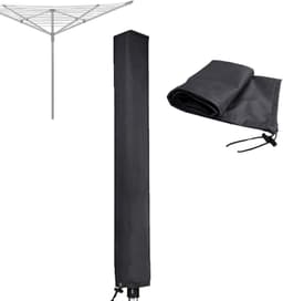 Droogmolen Hoes - Beschermhoes - Waterdichte beschermhoes voor draaibare waslijn -Droogmolenhoes - Beschermhoes - Heavy Duty Roterende Waslijn Afdekking met Rits - gemaakt van 210D Oxford-stof - UV-bestendig -Bestendig Stofdicht - 165x16x16 cm -Zwart — thumbnail 1