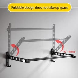 Opvouwbaar wandgemonteerd wasrek - aluminiumlegering - balkonhanger - kastorganizer - binnen en buiten — thumbnail 1