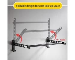 Opvouwbaar wandgemonteerd wasrek - aluminiumlegering - balkonhanger - kastorganizer - binnen en buiten