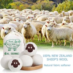 SnelShoppen - Natuurlijke Droogballen XXL van 100% Wol uit Nieuw-Zeeland - Duurzaam, Allergievriendelijk, Ideaal voor Baby's en Gevoelige Huid - Set v — thumbnail 2