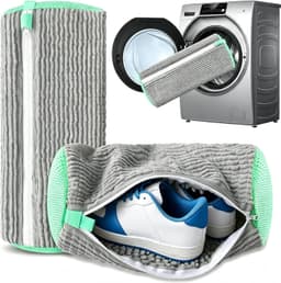 Waszakken voor schoenen, waszak voor schoenen, wasmachine met 360° reiniging, verborgen ritssluiting, herbruikbaar, voor sportschoenen, tennisschoenen (grijs) — thumbnail 1