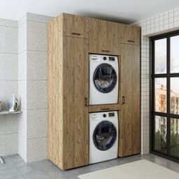 Roomart DUO-I Wasmachine Ombouwkast 157x240 cm - Kastenwand 2 Hoge Kasten 45, Uittrekblad - Eiken — thumbnail 3