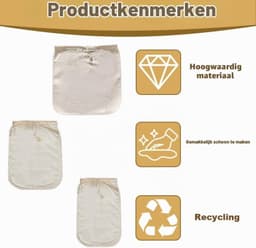 Notenmelkzak - Natuurlijke kleur - 18 x 30 cm - Katoenen Filterzak met Trekkoord - Voor Koken en Keuken — thumbnail 5
