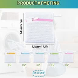 Kleine Waszakken voor Wasmachine - Multicolor - 13 x 12 cm - Fijne Honingraatstructuur met Verborgen Rits - Voor Sokken en Lingerie — thumbnail 2