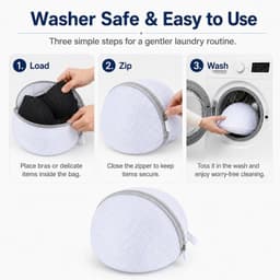 Wasmachine Beha-inzetstukken - Wit - 18 x 16 cm - Waszak met Ritssluiting - Voor Ondergoed en Beha's — thumbnail 3