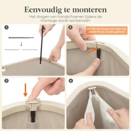 Wasmand 2 Vakken met Deksel, Grote Opvouwbare Wasmand met Uitneembare Zakken, Laundry Basket voor Badkamer, Slaapkamer en Wasruimte, 145L, Beige — thumbnail 5